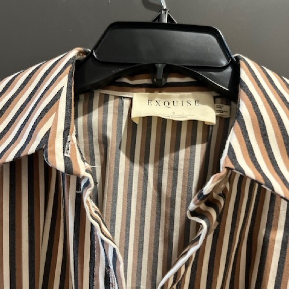 Anthropologie Brown and White Striped Dress - Picture 3 of 5